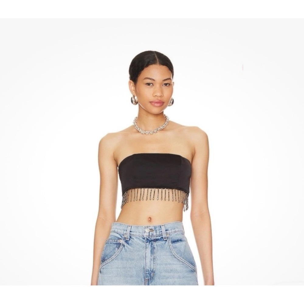 Women's Superdown black satin crop top size Small